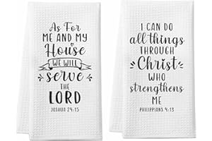 Homythe Christian Gifts for Women Men, Bible Verse Scripture Kitchen Towels with Inspirational Thoughts and Prayers, Religious Christmas Housewarming Gift, 2 Pack Waffle Weave Christian Dish Towels