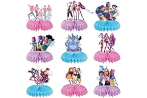 AGOODTO For K Pop Demon Hunters Birthday Party Supplies , 9Pcs Honeycomb Centerpieces for Toy K Pop Demon Hunters Decorations, Double Sided Table Decorations Centerpieces Party