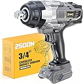 DIYtoolifz 3/4" Cordless Impact Wrench Compatible with Dewalt 20V Battery: 1850FT-LBS(2500N.m) High Torque Impact Driver, Auto-Stop Reverse, 4-Speed Heavy Duty Impact for Car/Truck/Mower(Bare Tool)