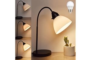 RISLG LED Desk Lamp for Home Office, 3 Levels Dimmable Reading Light Flexible Gooseneck Table Lamp for Bedside Office, Rotary Switch Control, Bulb Included