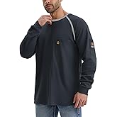 WORKWEYA 6.5oz Men's FR Shirts NFPA 2112 Lightweight Cotton Fire Retardant Shirt