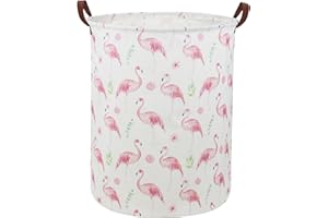 Essme Flamingo Laundry Hamper,Kids Hamper Collapsible Canvas Waterproof Storage Bin for Girls, Nursery Hamper,Gift Baskets,toy bins(Pink Flamingo)