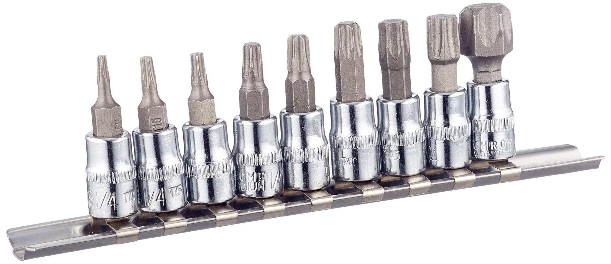 Blue Spot 01521 9 Piece 1/4 Inch Star Bit Socket Set on Rail