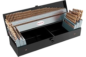 MACXCOIP Cobalt Drill Bit Set, 115Pcs M35 High Speed Steel Bits for Hardened Metals, Stainless Steel, Cast Iron and Wooden Plastics, with Metal Index Storage Box