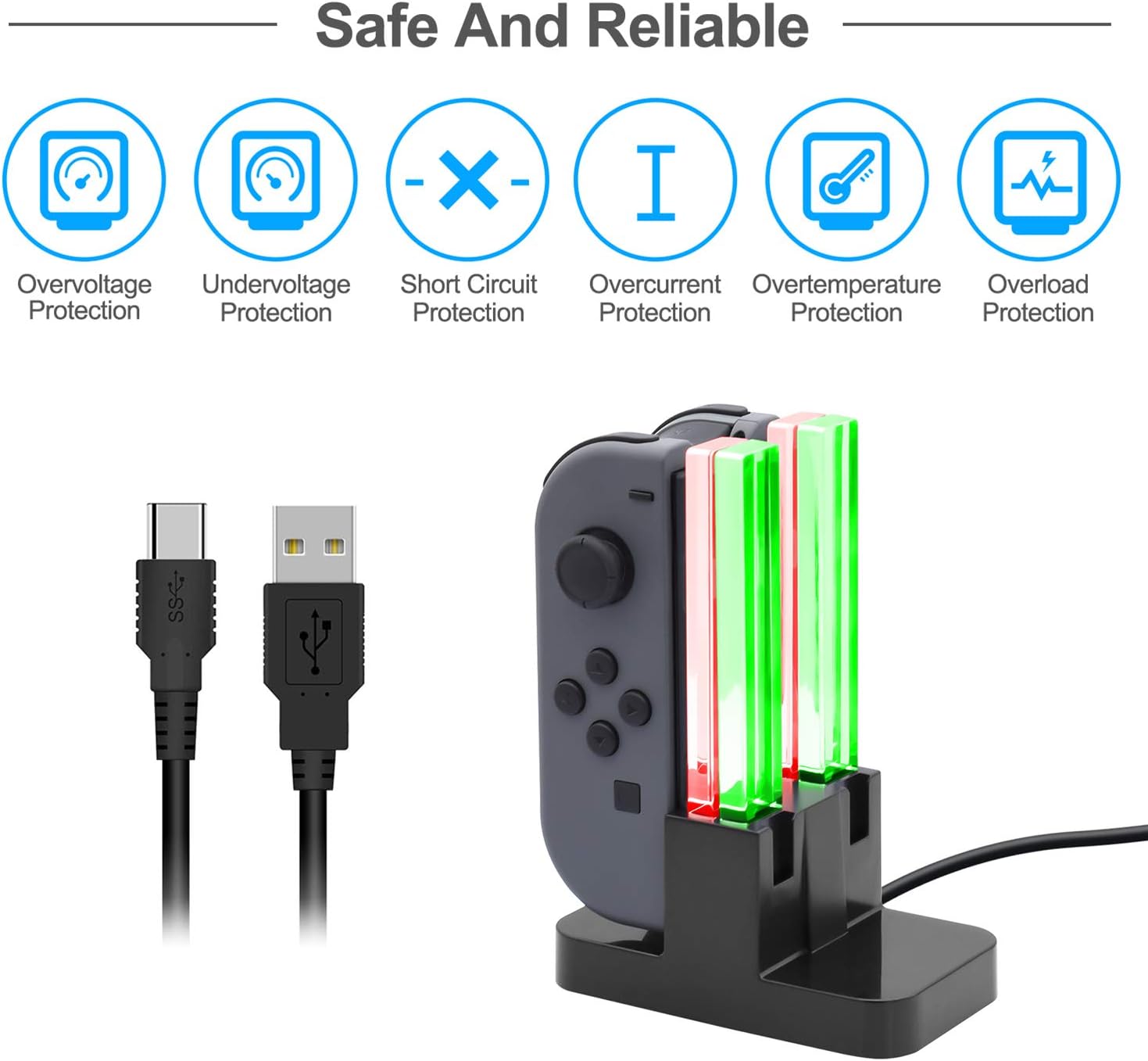 Charging Dock for Nintendo Switch Joy-Con,Charging Station for Nintendo Switch with a USB Type-C Charging Cord: Electronics