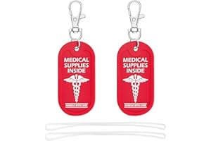 YULEAXIE Medical Alert Tag, 2-Packs Waterproof Luggage ID Tags for Medical Equipment, Bags, Car Seats & Travel Gear - Bright 