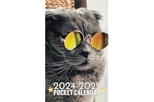 Pocket Calendar 2024-2025: Small 2 Year Pocket Planner 2024-2025 Monthly Agenda For Purse, from January 2024 to December 2025, Cute Cat Design, Size 4 x 6.5 in