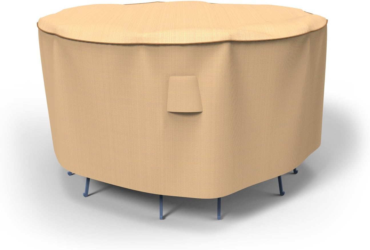 Budge P5A34TNNW1 Sedona Patio Bar Table & Chairs Combo Cover Waterproof, Durable, Large, Tan
