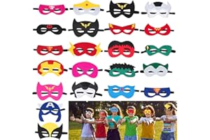 Jolumros Superhero Masks Party Favors for Kids, 22 Pcs Super Hero Costumes Party Supplies Cosplay Felt Mask for Kids Superhero Favors Decorations