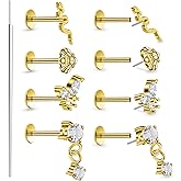 Lsnevsie 14K Gold Filled 20G 18G 16G Threadless Flat Back Earrings Studs Surgical Stainless Steel Push In Nose Rings Studs Tragus Forward Helix Conch Cartilage Earrings Piercing Jewelry For Women Men