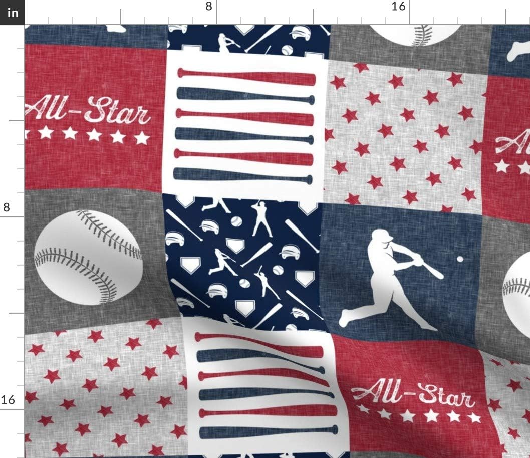 Spoonflower Fabric Baseball, Red White Blue, Patchwork