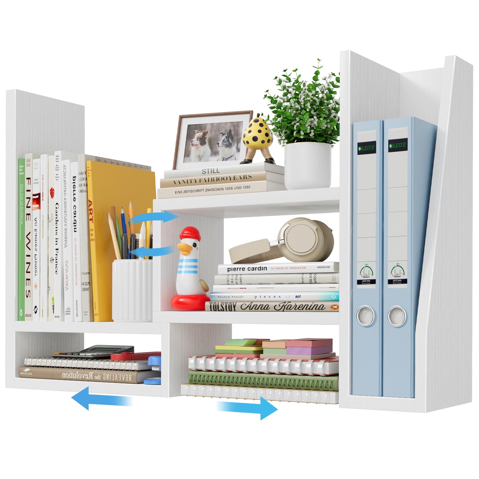 Photo 1 of Desktop File Organizer Desk Organizer Shelf - White Office Organization Shelves for Top of Desk Organizers and Accessories Corner Bookshelf Table Top Shelving Small Hutch Decorations for Women Office