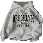 RoseSeek Women's Graphic Cheetah Letter Print Hoodie Preppy Long Sleeve Oversized Sweatshirts Hooded Pullover Tops