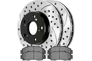 AUTO SHACK AutoShack SCDPR42984298503 Front Drilled and Slotted Brake Kit Rotors Black and Ceramic Pads Pair of 2 Driver and Passenger Side Replacement for Honda CR-V Prelude Odyssey Acura Legend Isuzu Oasis FWD