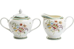Gracie China by Coastline Imports Emperor Garden Porcelain 2-Piece Sugar and Creamer Set, 10-Ounce, Multi