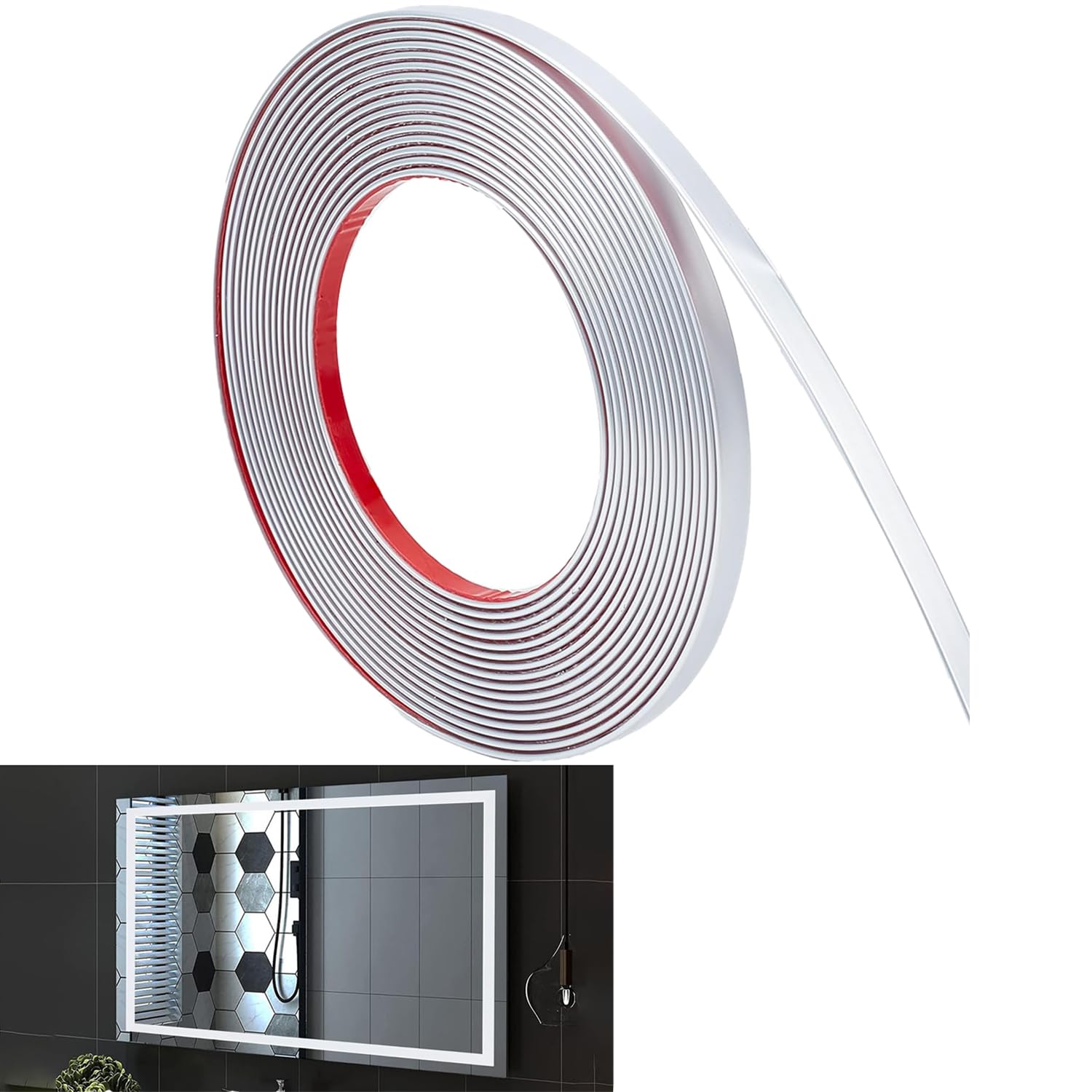 Tile Trim, Peel and Stick Wall Moulding Panels, Peel and Stick Moulding Trim, Beading for Mirror, Floor, Cabinet, Ceiling, Tile Edge (White 3.5mx1cm)