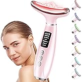 Red Light Therapy for Face & Neck, Face Massager Tool for Anti-Aging, Skin Facial Sculptor, 7-Color LED Phototherapy Device with Lifting, Heat & Vibration, Firming, Rechargeable Beauty Tool