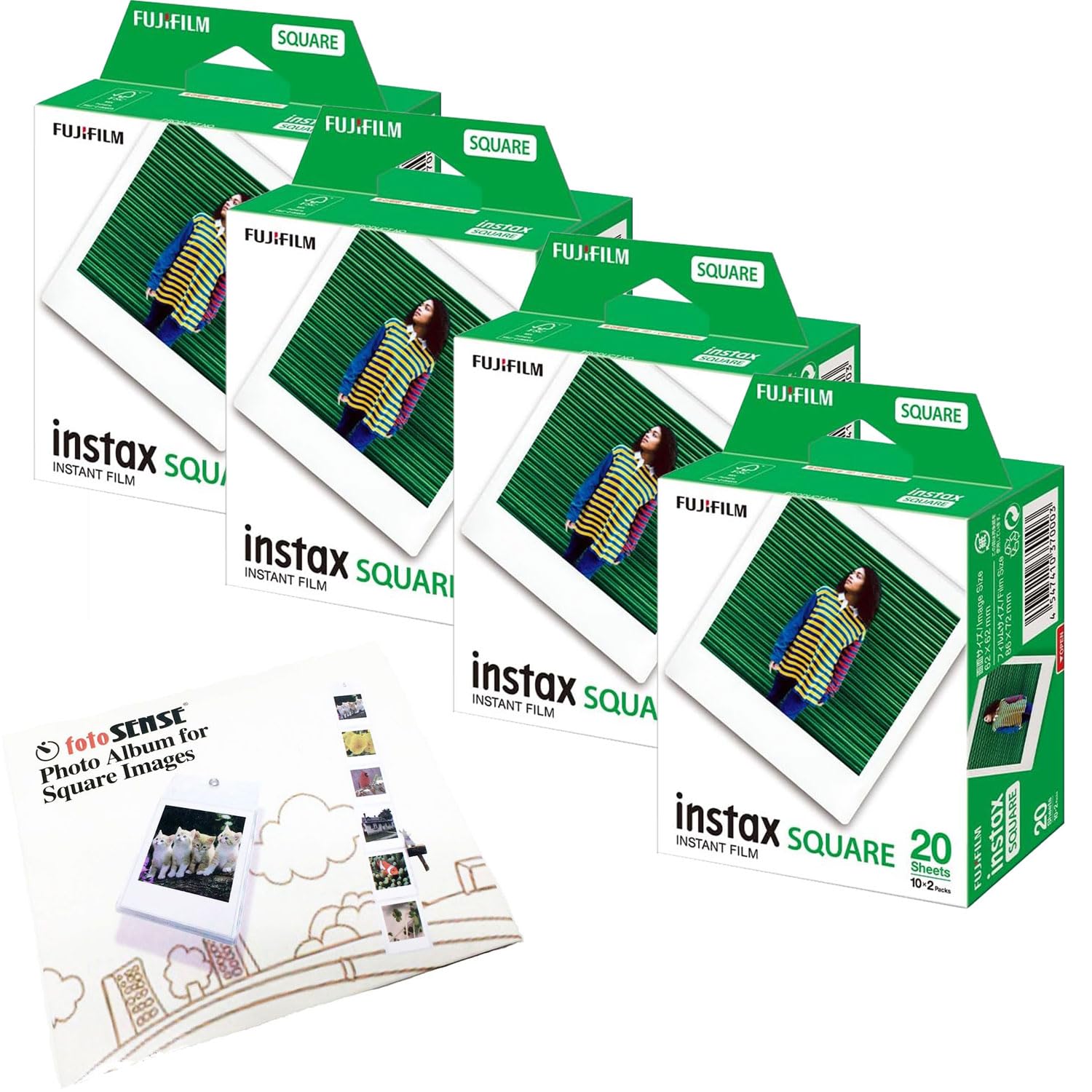 Fujifilm Instax SQUARE Film Bundle Pack (80 Shots) + FREE Wall Album