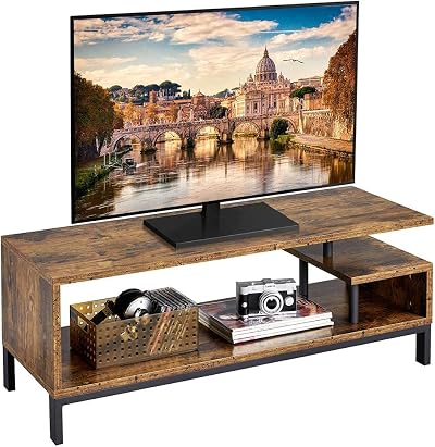 Yaheetech Industrial TV Stand Rustic Brown 106x39.5x40cm with Open Shelf