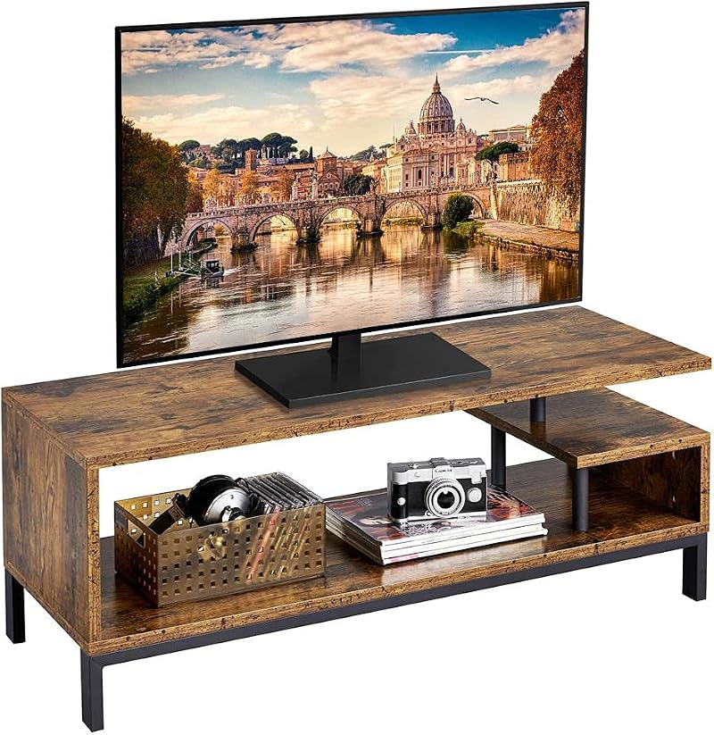 Yaheetech Industrial TV Stand Rustic Brown 106x39.5x40cm with Open Shelf