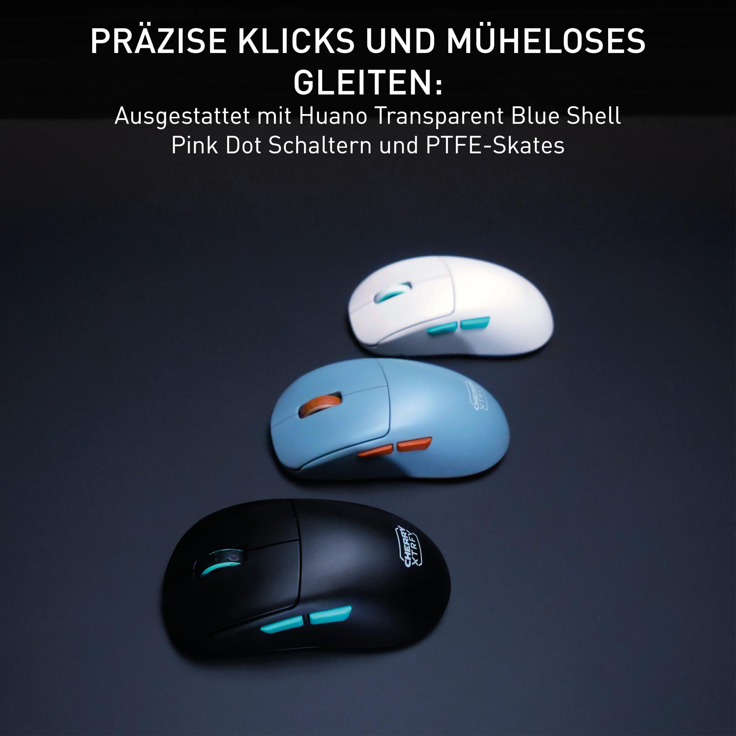 CHERRY XTRFY M68 Wireless, Ultraleichte Kabellose Gaming-Maus, 2,4 GHz Funk, Optimiert für esports, Symmetrische Form mit Besonders Niedriger Front, Weiß 7