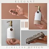Finisterra White Glass Soap Dispenser Set with Tray - Boho Bathroom Kitchen view 3