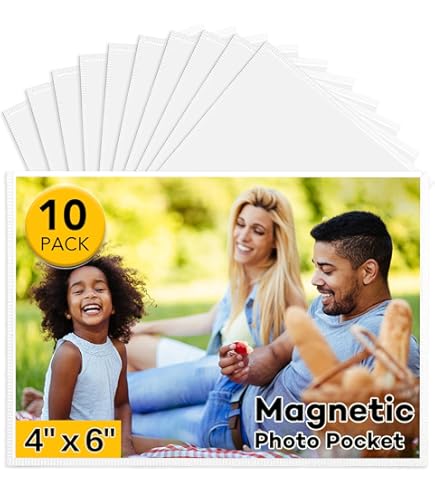 6 Pack Magnetic Photo Frames 4x6 – Super Slim Refrigerator Picture Pockets For Fridge & Lockers