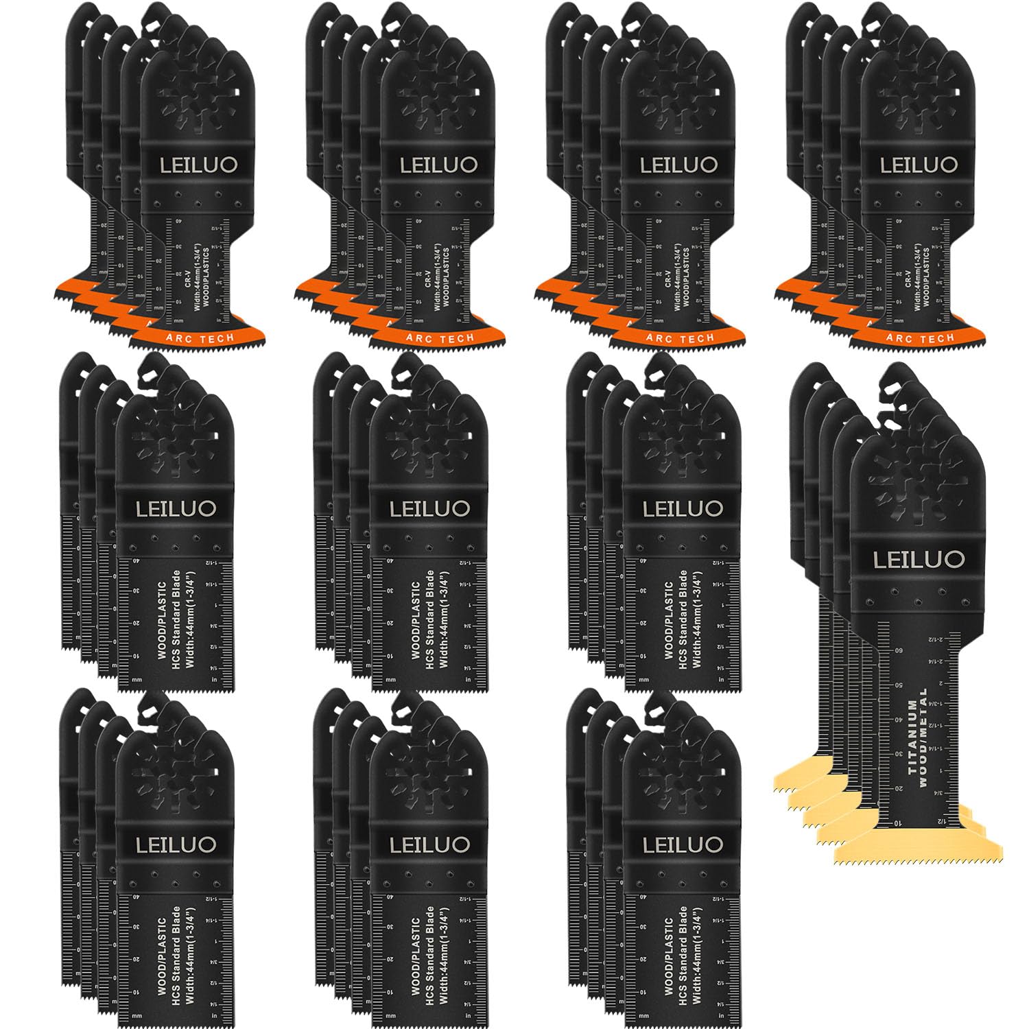 LEILUO 50 Pcs Multi Tool Accessory Kits for Wood Plastic Drywall Universal Oscillating Multitool Attachments with Storage Bag Compatible with DeWalt Makita Einhell Dremel and More…