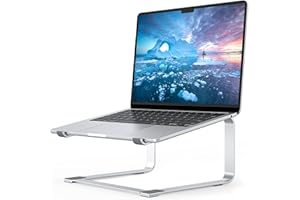 SOUNDANCE Laptop Stand for Desk, Metal Computer Riser, Heavy Stable PC Holder, Ergonomic Laptops Elevator for 12 to 17.3 Inches Notebook Computer, Silver