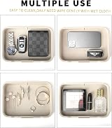 SANZIE Luxury Leather Tray with Metal 8.4x5.7x2 Inches Grey view 2