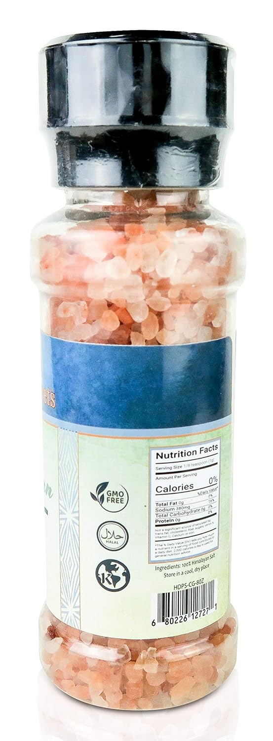Natural Pink Himalayan Cooking Salt in Refillable Grinder - 8 oz Healthy Unrefined Coarse Salt Packed with Minerals - Kosher Certified : Grocery & Gourmet Food