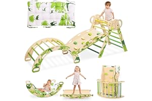 wingyz 8-in-1 Pikler Triangle Set with Cushion-Foldable Baby Climbing Toys with Arch, Ramp & Ladder | Montessori Toddler Climber Indoor Jungle Gym for 1-3 Year Olds (Green)