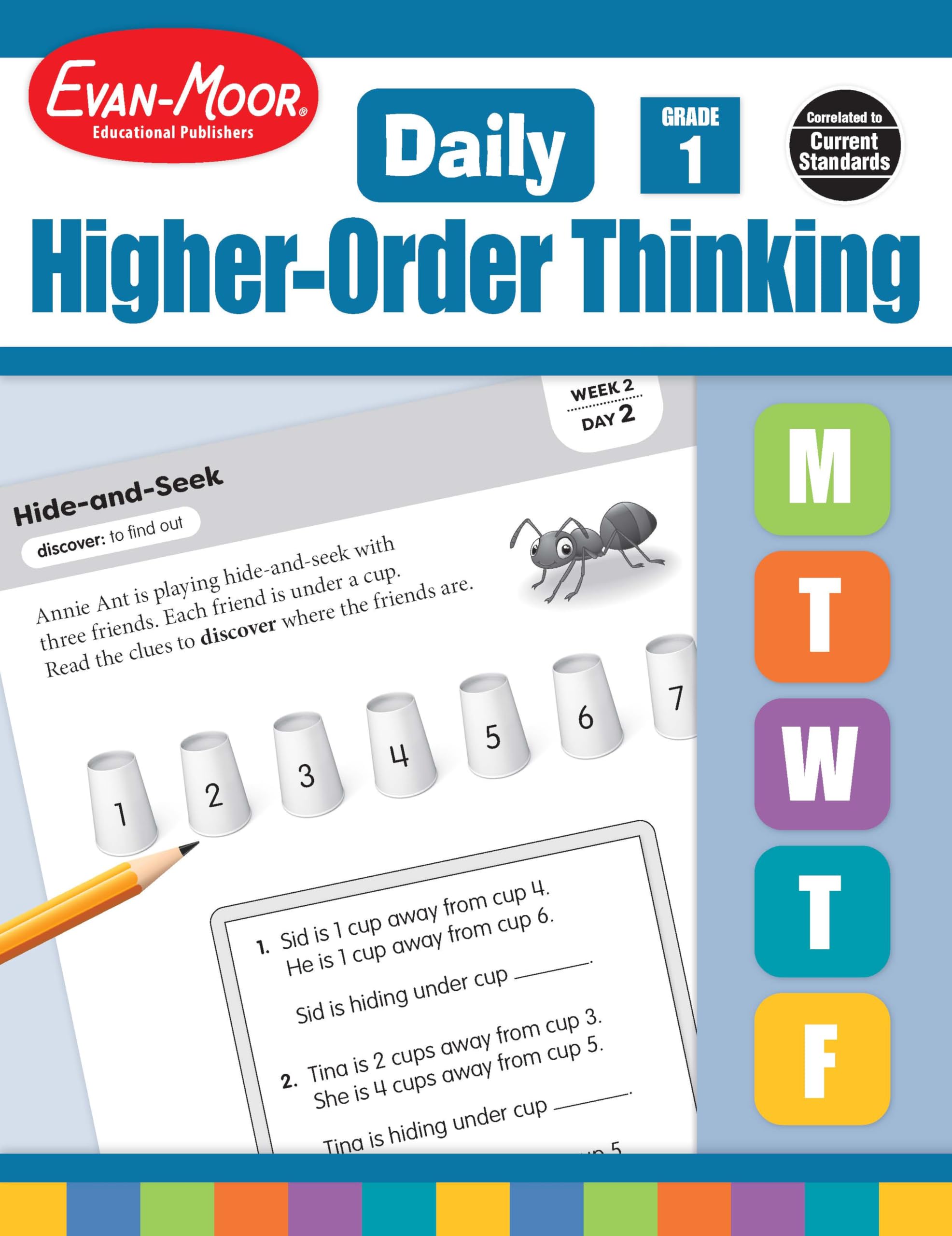 Evan-Moor Daily Higher-Order Thinking, Grade 1, Homeschooling and Classroom Resource Workbook, Brainteasers, Critical Thinking, Problem Solving, Logic Puzzles, Language Play, Drawing