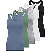 BQTQ 5 Pack Racerback Tank Tops for Women Sleeveless Workout Tank Top Ladies Undershirts Slim Fit Tanks Tops