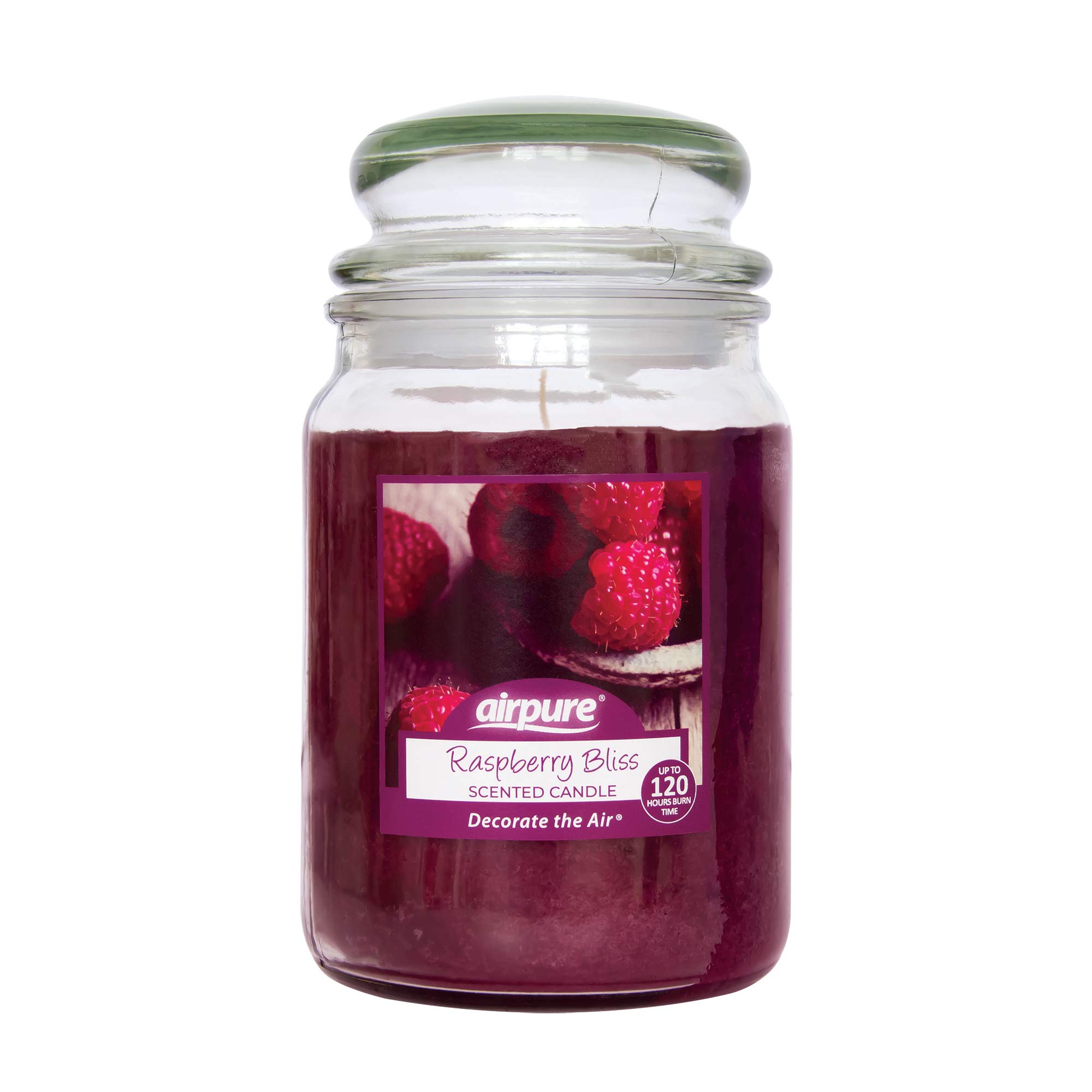 AIRPURE Large Candle Scented, Raspberry Bliss Fragrance, 18oz Jar, 120 Hour Ornamental Candles, Fill The Room with a Warm and Homey Fragrance, for The Bedroom, Bathroom, Family Room or Office