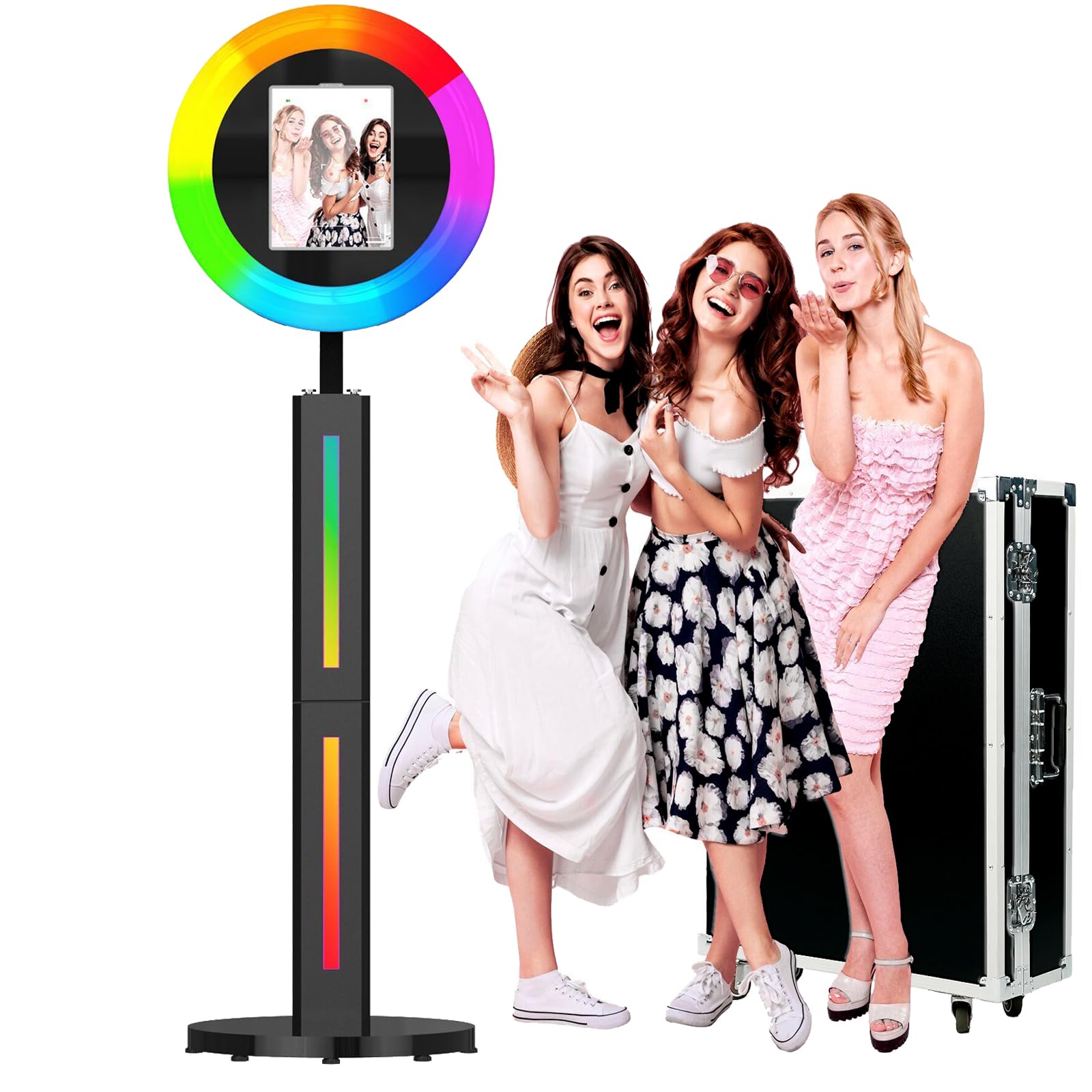 Photo 1 of ****************FOR PARTS ONLY-  Missing a lot of pieces************
SIOXCFZ Portable Removable Photo Booth Shell Stand for Ipad 10.2'' 10.9'' 11'' 12.9 Instant PhotoBooth Machine with Software APP Dual Control Ring Light,Flight Case,Black