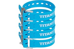 TITANSTRAPS Titan Utility Straps – Easy-to-Use, Reliable Tension Straps for Securing Bike & Moto Gear, Skis, Garden Hoses, Field Repairs – Use in Frigid Temp – 60 lb.Working Load, 14" Length, Ocean Blue, 4-Pack