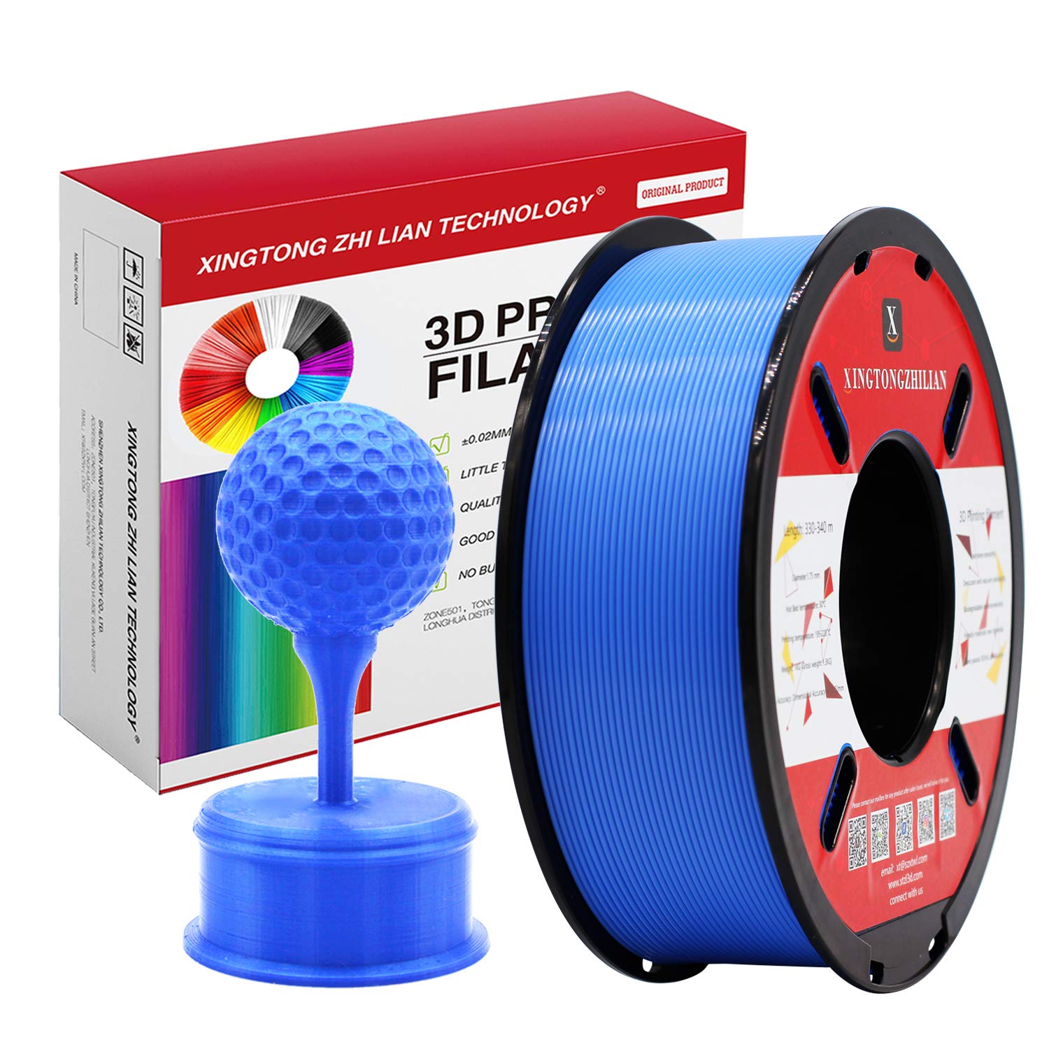 PLA 3D Printer Filament 1.75mm,3D Printing Filament Material Dimensional Accuracy +/- 0.02 mm,1kg/Spool (2.2 LBS) for 3D Printers,Blue PLA