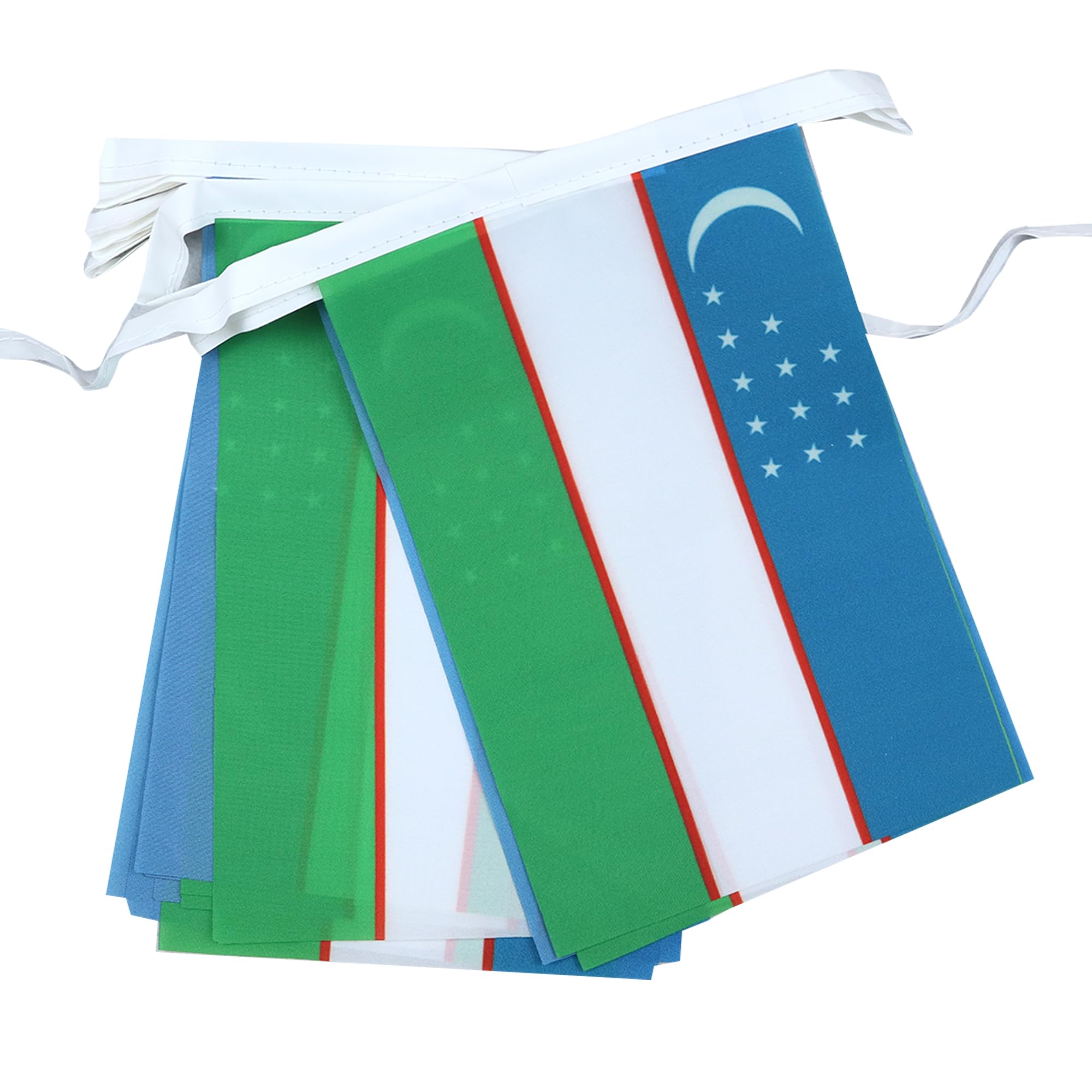 Guirlande 20 Drapeaux Ouzbékistan en Polyester, 21cm x 15cm