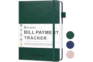 LANKAIVA Bill Tracker Notebook - Budget Planner and Monthly Bill Organizer for Expense Tracker Notebook 2280 Billing Records- Bill Payment Tracker with Financial Planner Checklist for Monthly Payments and Savings, Green