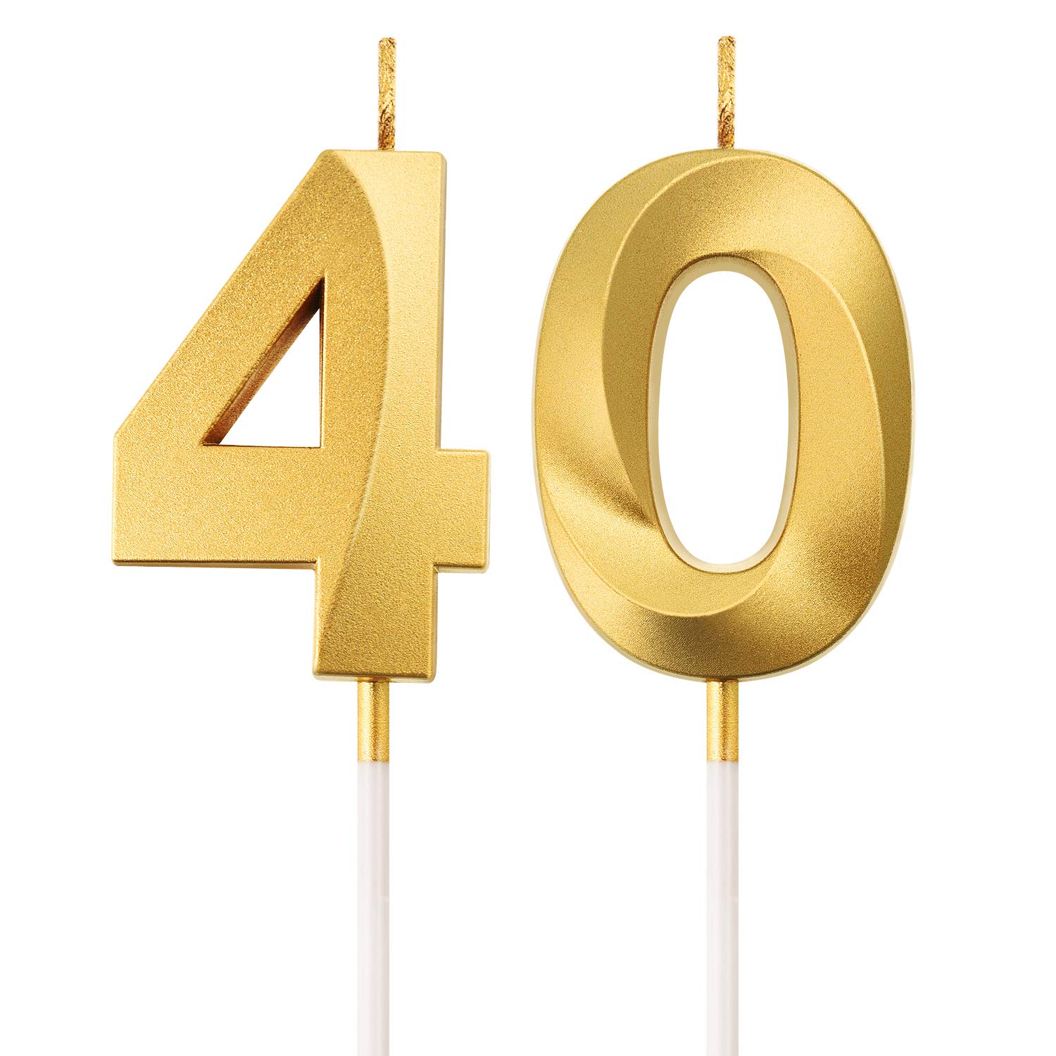 BBTO 40th Birthday Candles Cake Numeral Candles Happy Birthday Cake Topper Decoration for Birthday Party Wedding Anniversary Celebration Supplies (Gold)