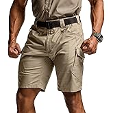 CQR Men's Flex Casual Cargo Shorts, Lightweight Water Resistant Golf Shorts, Stretch Tactical Work Shorts with Multi-Pocket