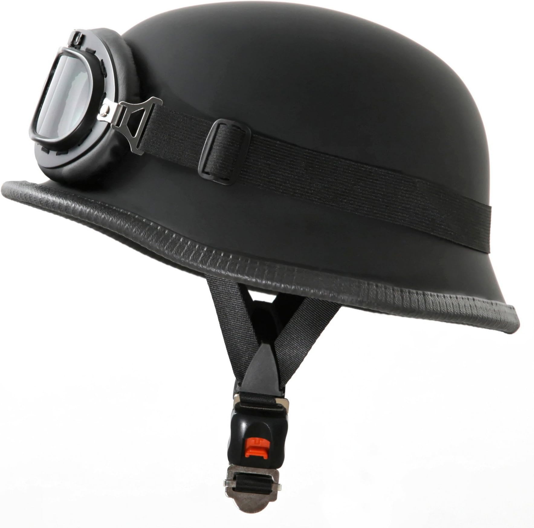 ATO WH1 Motorcycle Helmet with Goggles Matte Black Steel Helmet Small (55-56cm)
