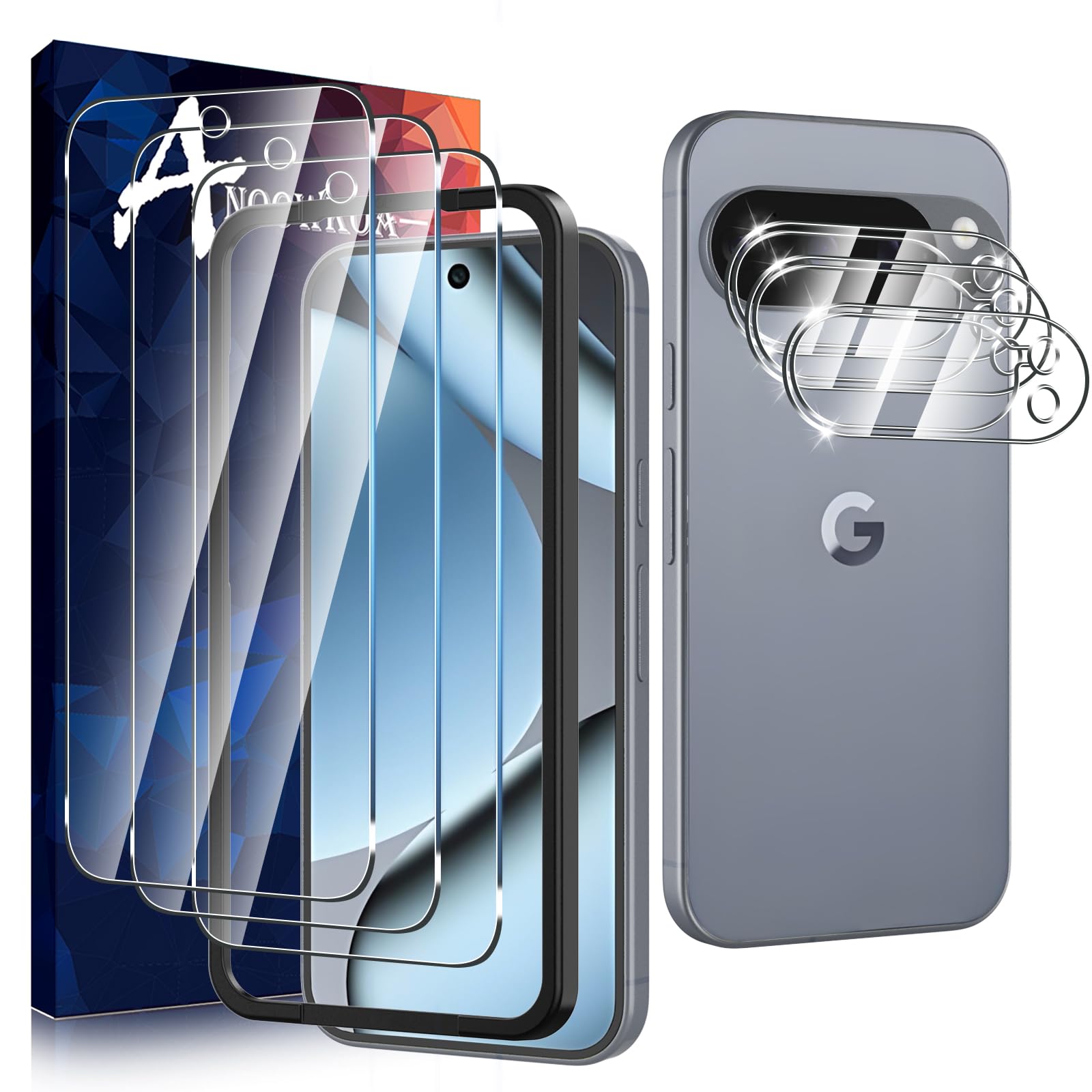 Photo 1 of 3 Pack for Google Pixel 10 Pro Screen Protector + [3 Pack] Pixel 10 Pro Camera Lens Tempered Glass Protector.9H Hardness.Support Fingerprint Unlock,Bubble-Free.With alignment tools Easy Installation
