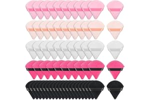 Caffox 60pcs powder puffs for face powder, Triangle Powder Puff for Setting Powder, Makeup Puffs for Loose Powder and Press Powder, Makeup Sponge Powder Applicator for Face and Eye