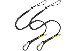 BearTOOLS Tool Lanyard with Single Carabiner and Adjustable Loop End, Standard Length, Maximum Weight Limit 8KG / 17.6lb, Aluminum Screw Lock Carabiner with Shock Cord Stopper, 0922S (2 Pack)