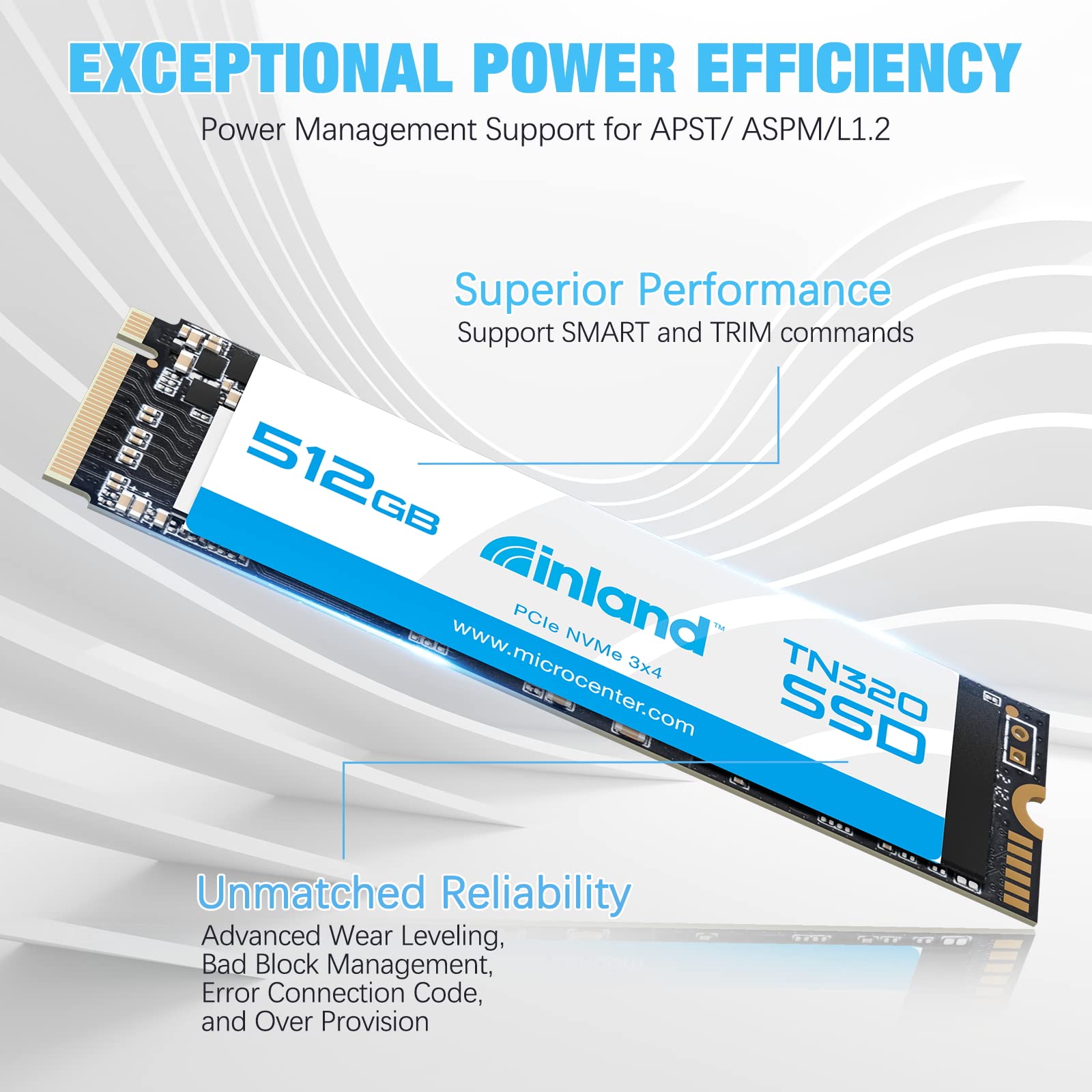 INLAND TN320 512GB NVMe M.2 PCIe Gen3x4 2280 Internal Solid State Drive SSD - Up to 2000 MB/s, 3D NAND, Storage and Memory for Laptop & PC Desktop