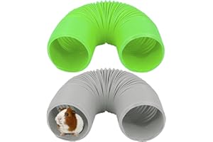 2 Pieces Pet Fun Tunnel Small Animal Play Tunnel Collapsible Plastic Tube Pet Hideaway Fun Toys for Hiding Training Fit Guinea Pigs Hamsters Chinchillas Rats Ferrets Dwarf Rabbits Green Black Wishope