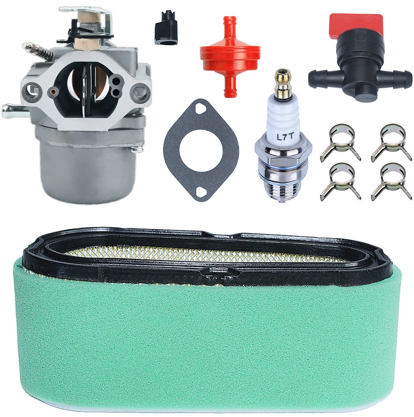 AUMEL Carburetor Air Filter Kit for Briggs & Stratton 699831 694941 498027 283702 283707 284707 284777 12.5hp Carburettor Carb + Gasket + Air & Pre Filter + Spark Plug Accessories 11 in 1