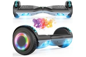 VEVELINE Hoverboard,6.5" Two-Wheel Self-Balancing Hover Board with Fashion LED Lights for Kids and Adults（Black gray）